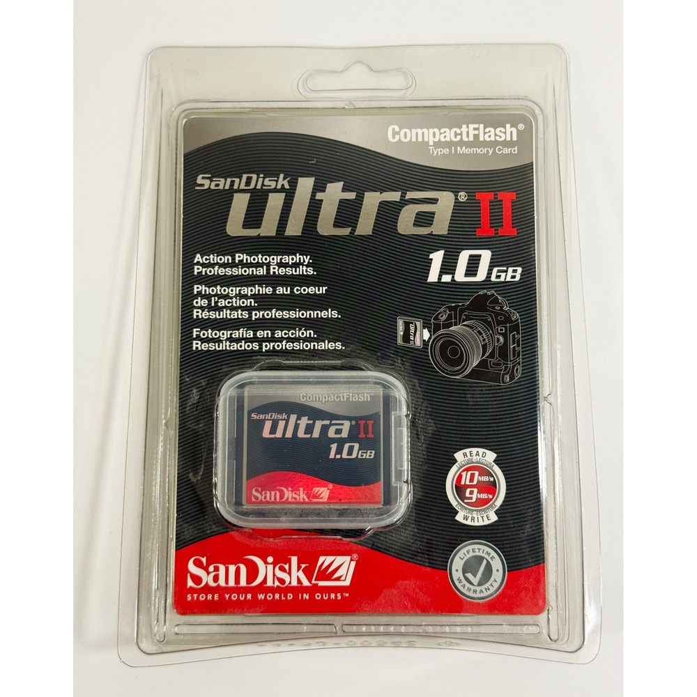 SanDisk Ultra II CompactFlash Card 1.0GB Black Red Type I SDCFH-1024-901 NEW